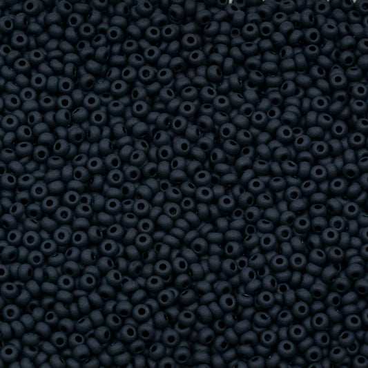 OUTLET 10 grams Preciosa Ornela Seed Beads, Round Hole, Loose, Mat, 10/0, black (23980), Glass, Czech Republic