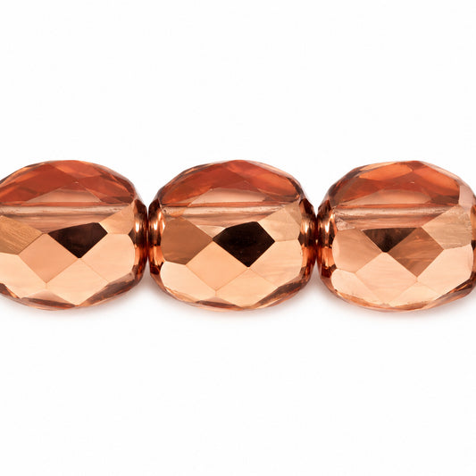 Cut & Faceted Fire Polished Beads, Transparent Pink 27100 (70130-27100), Glass, Czech Republic