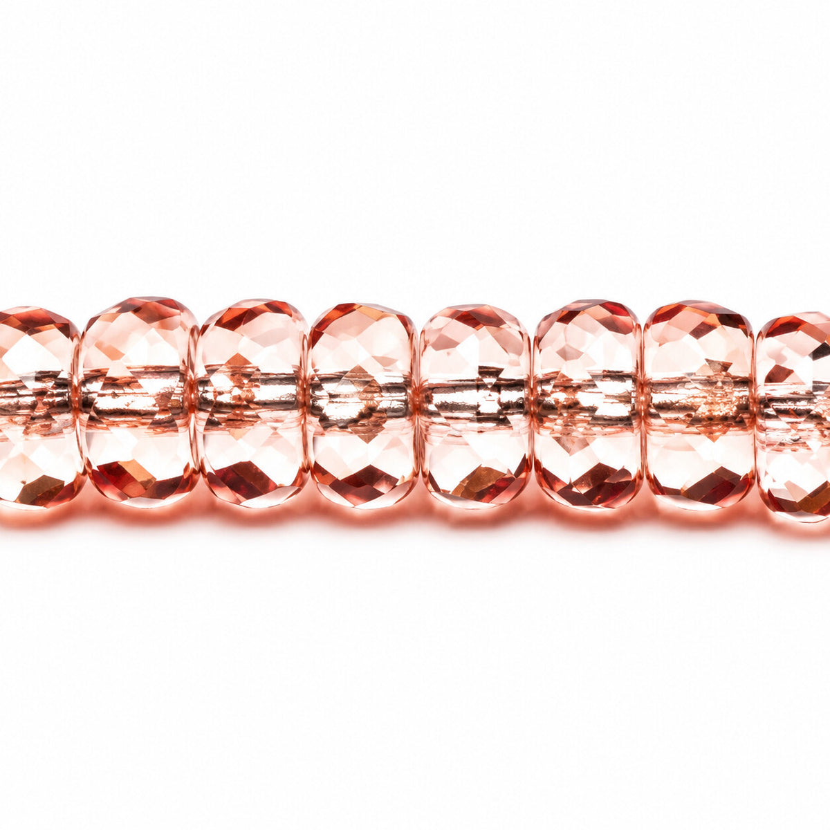 Faceted Special Cut Beads Rondelle, Transparent Pink (70110), Glass, Czech Republic