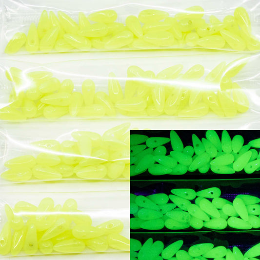 OUTLET 10 grams Tooth Drop Beads, 5 x 11 mm, Opal Yellow Green (opal-yellow-green), Glass, Czech Republic