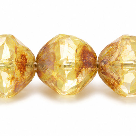 Special Cut Faceted Fire Polished Beads. Smashed, 56008 Stain Strong (56008-86805), Glass, Czech Republic