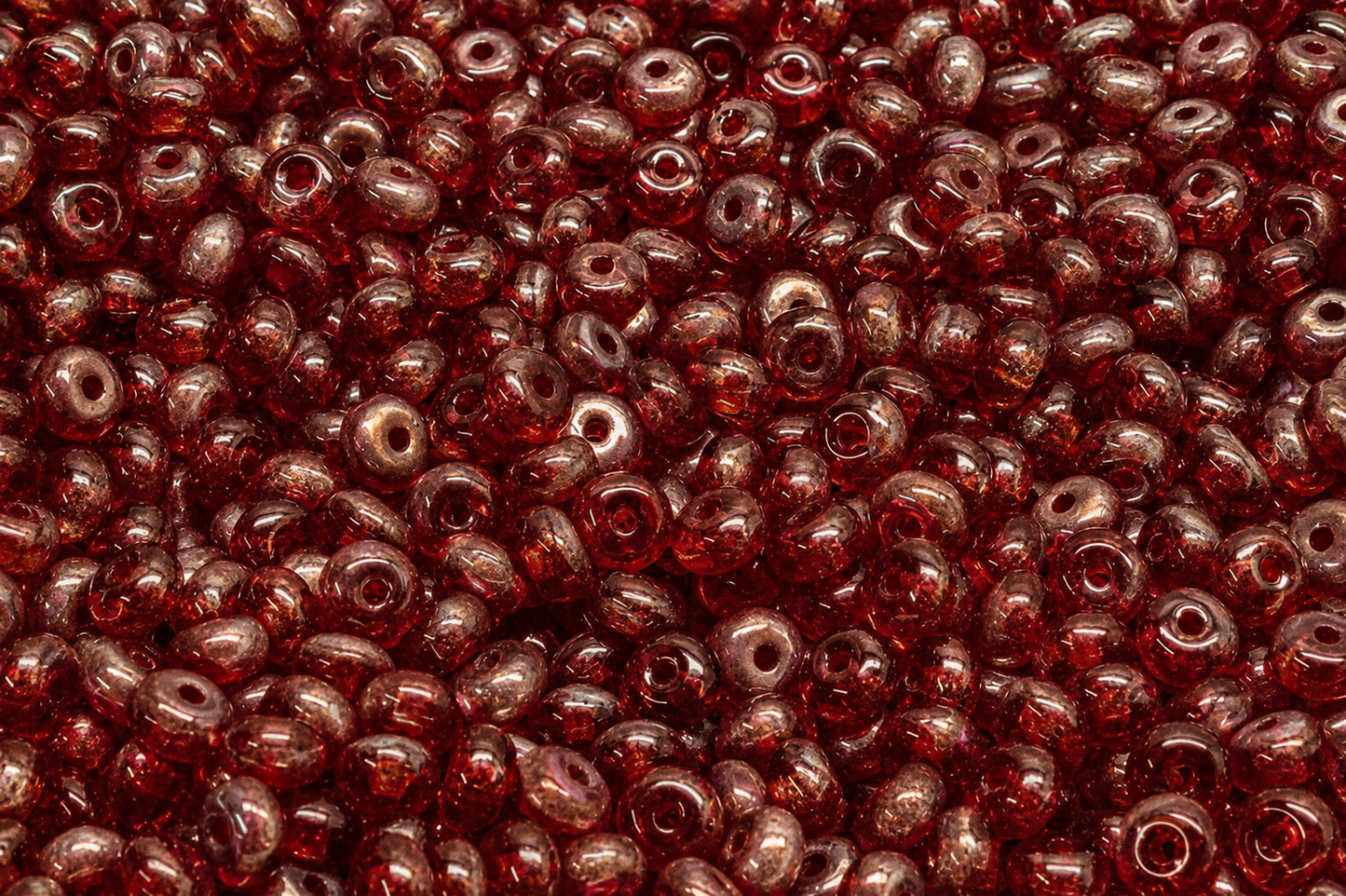 Rondelle Druck Beads, Ruby Red Terracotta Violet (90080-15496), Glass, Czech Republic