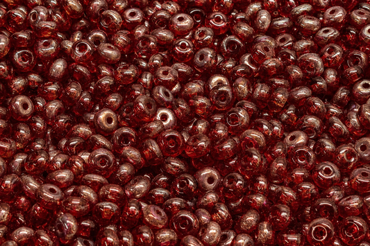 Rondelle Druck Beads, Ruby Red Terracotta Violet (90080-15496), Glass, Czech Republic