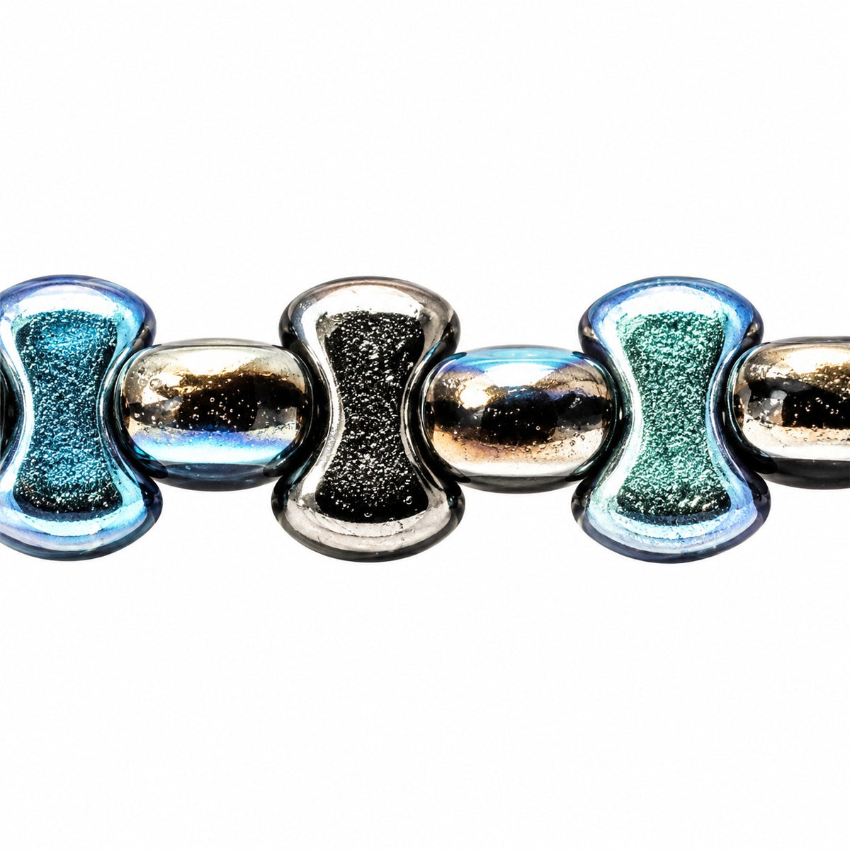Shaped Pressed Beads, Black 98555 (23980-98555), Glass, Czech Republic