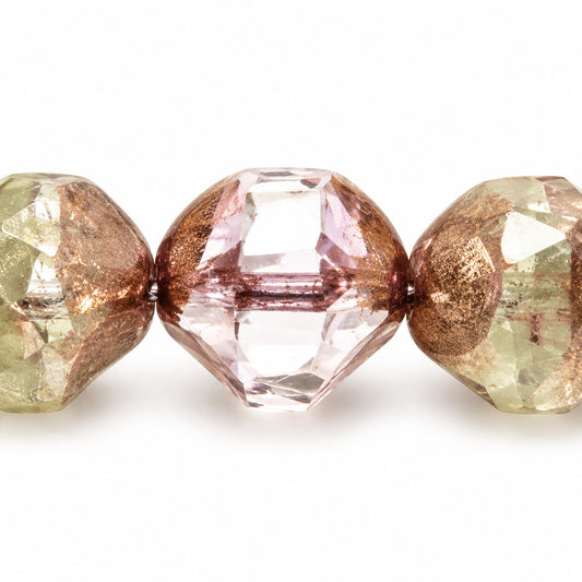 Special Cut Faceted Fire Polished Beads. Smashed, X3153 Bronze (x3153-14415), Glass, Czech Republic