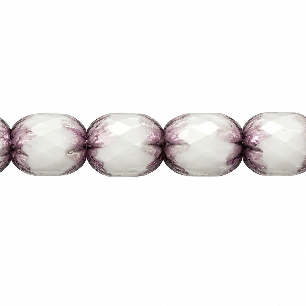 Faceted Fire Polished Beads Special Cut, White Bronze (02010-14415), Glass, Czech Republic