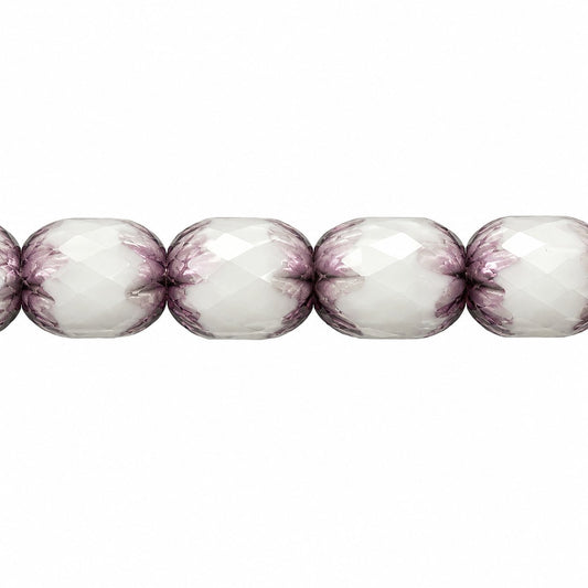 Faceted Fire Polished Beads Special Cut, White Bronze (02010-14415), Glass, Czech Republic