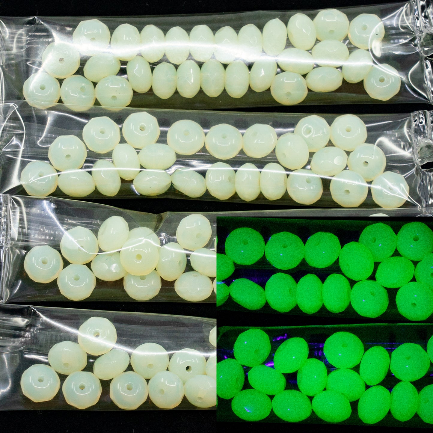 OUTLET 10g Special Cut Faceted Fire Polished Beads, 4 x 7 mm, Opal Yellow (81000), Glass, Czech Republic