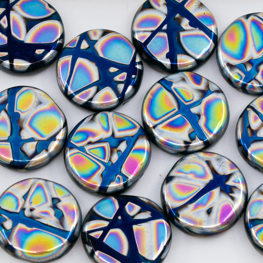 OUTLET 250g/50g Coin Beads, 17 x 17 mm, Batika Mixed Colors 4 (BATIKA-MIX-4), Glass, Czech Republic