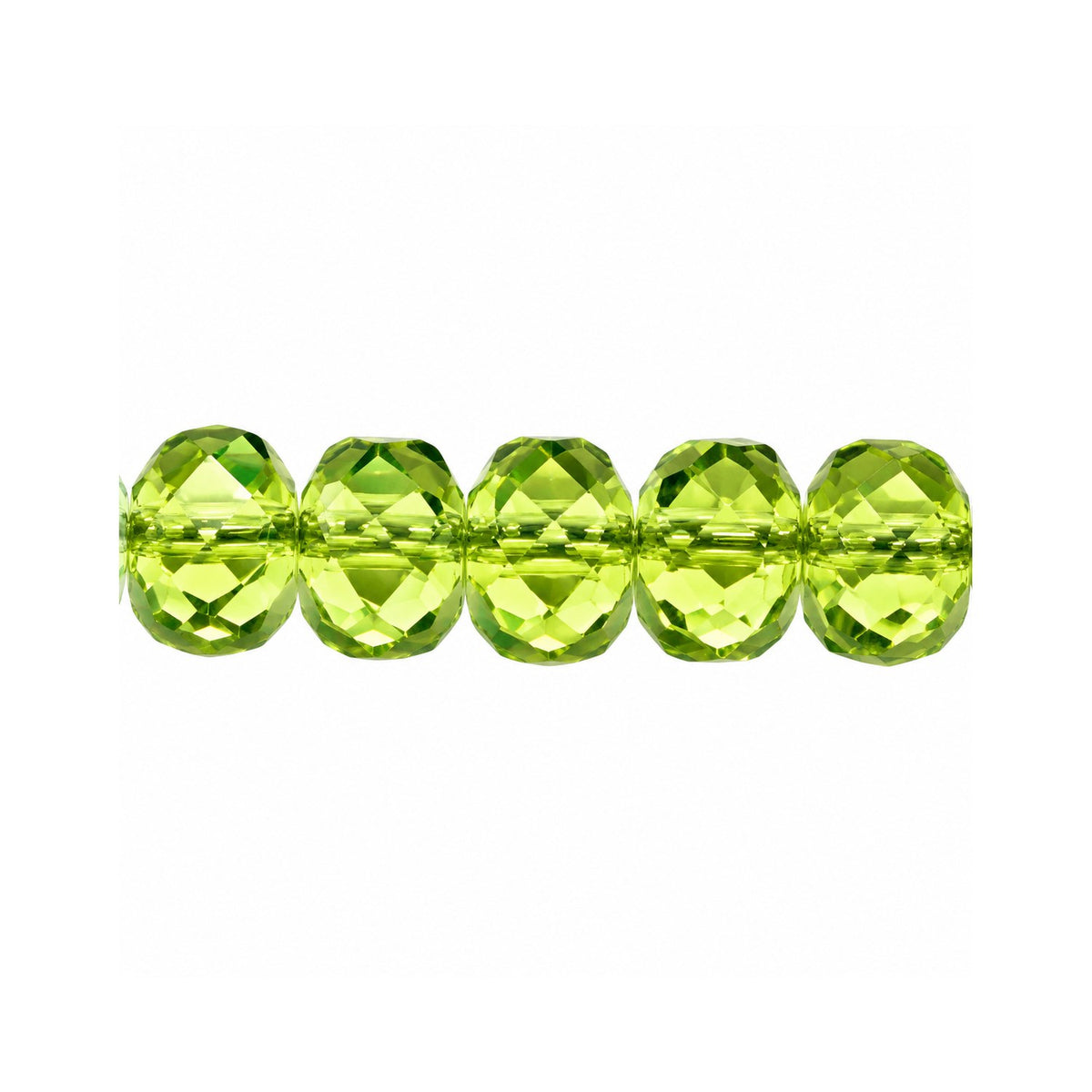 Special Cut Faceted Fire Polished Beads, Transparent Green (50200), Glass, Czech Republic