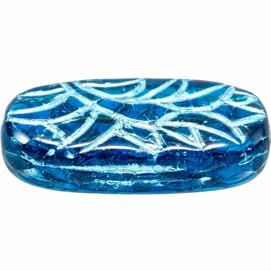 Oval With Ornament Beads, 60060 Blue Lined (60060-54323), Glass, Czech Republic
