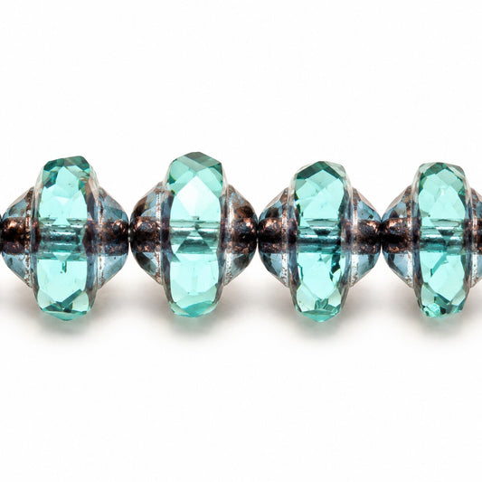 Faceted Special Cut Beads Ufo, Transparent Aqua Purple (60110-15726), Glass, Czech Republic