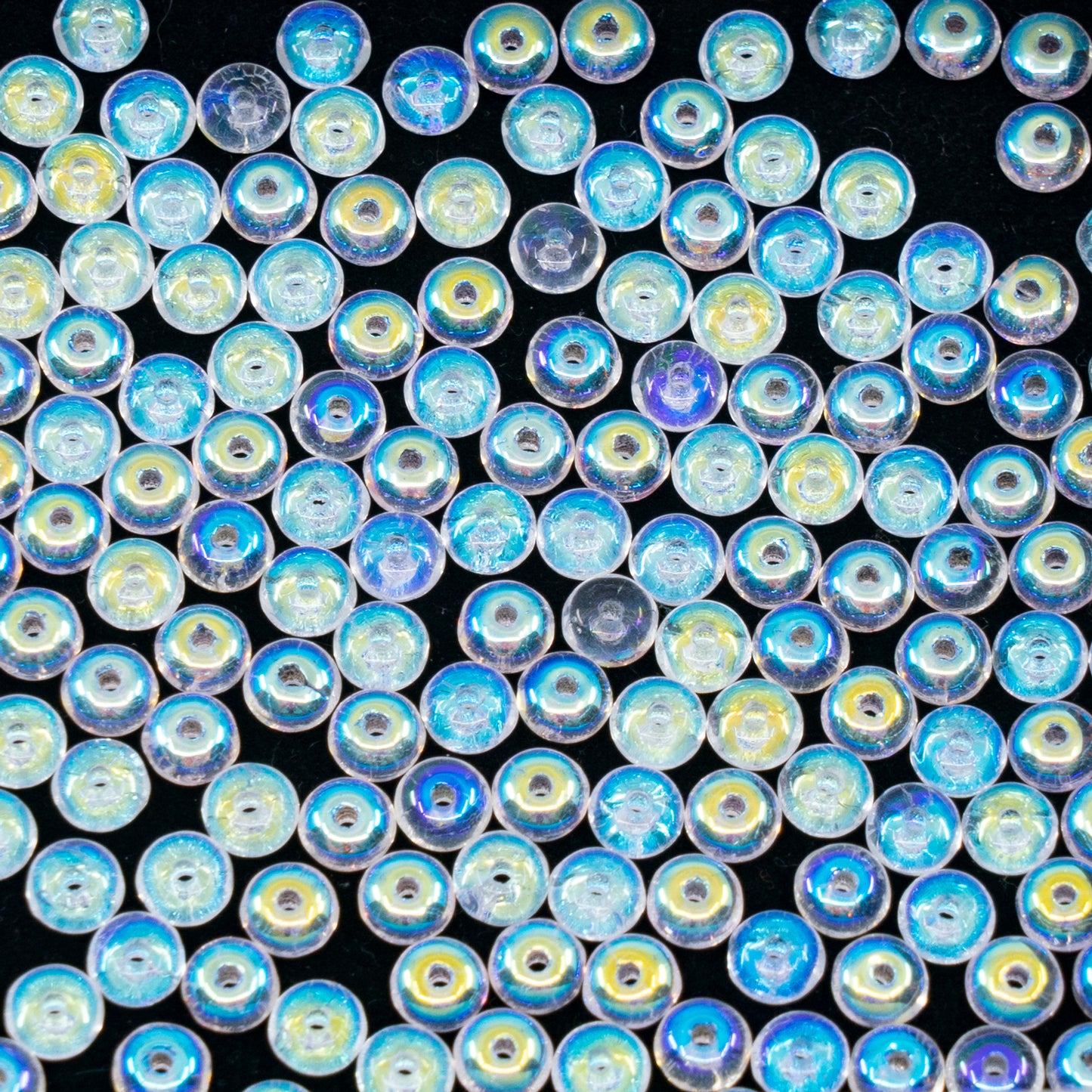 OUTLET 250g/50g Rondelle Druck Beads, 4 x 4 mm, Crystal Ab (00030-28701), Glass, Czech Republic