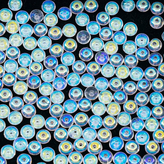 OUTLET 250g/50g Rondelle Druck Beads, 4 x 4 mm, Crystal Ab (00030-28701), Glass, Czech Republic