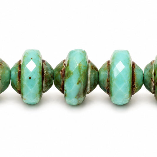 Faceted Special Cut Beads Ufo, Turquise Stain Strong (63120-86805), Glass, Czech Republic