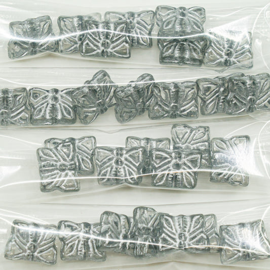 OUTLET 10 grams Butterfly Beads, 15 x 12 mm, Gray Silver Lined (40010-54201), Glass, Czech Republic