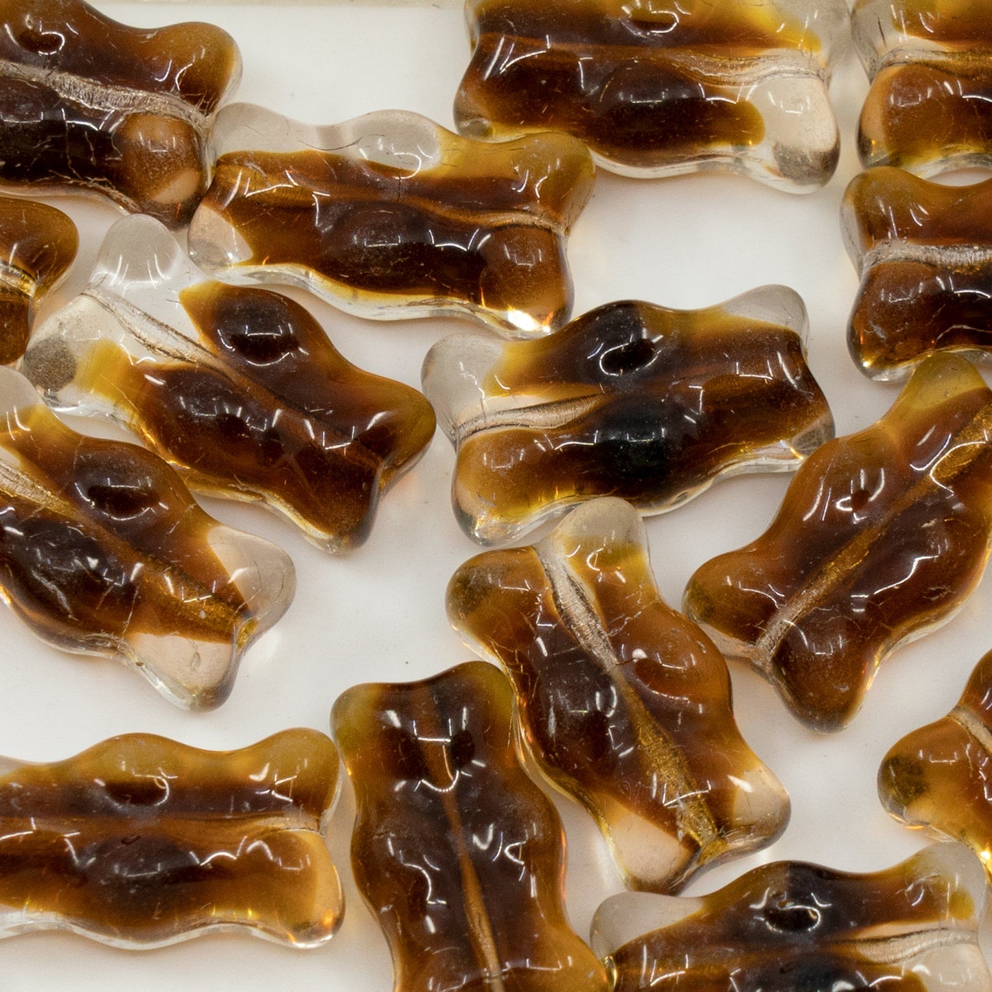 OUTLET 250g/50g Gummy Bear Beads With Hole, 20 x 11 mm, Crystal Brown Mixed Cola (17008), Glass, Czech Republic