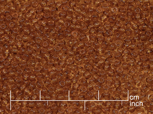 OUTLET Rocailles Seed Beads Preciosa Ornela size 8/0, Transparent Brown Brown (10090), Glass, Czech Republic