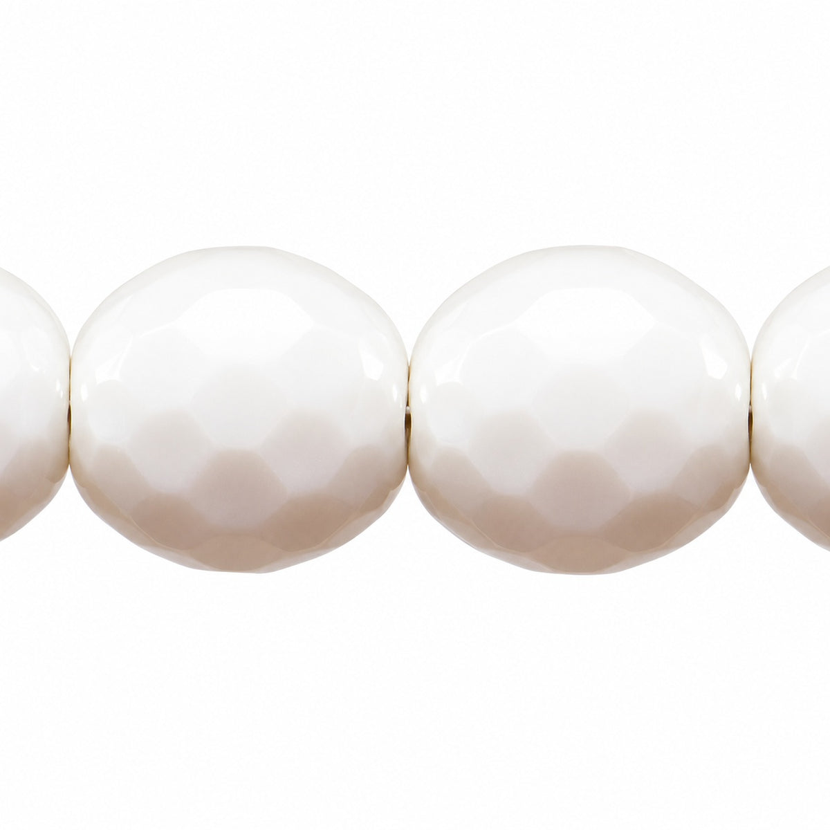 Faceted Round Fire Polished Beads, Chalk White (03000), Glass, Czech Republic