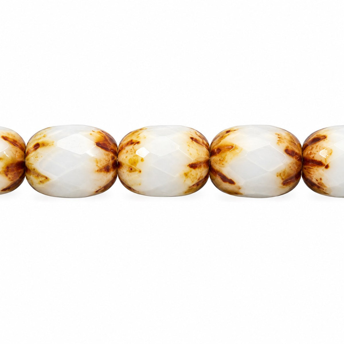 Faceted Fire Polished Beads Special Cut, White Stain Strong (02010-86805), Glass, Czech Republic
