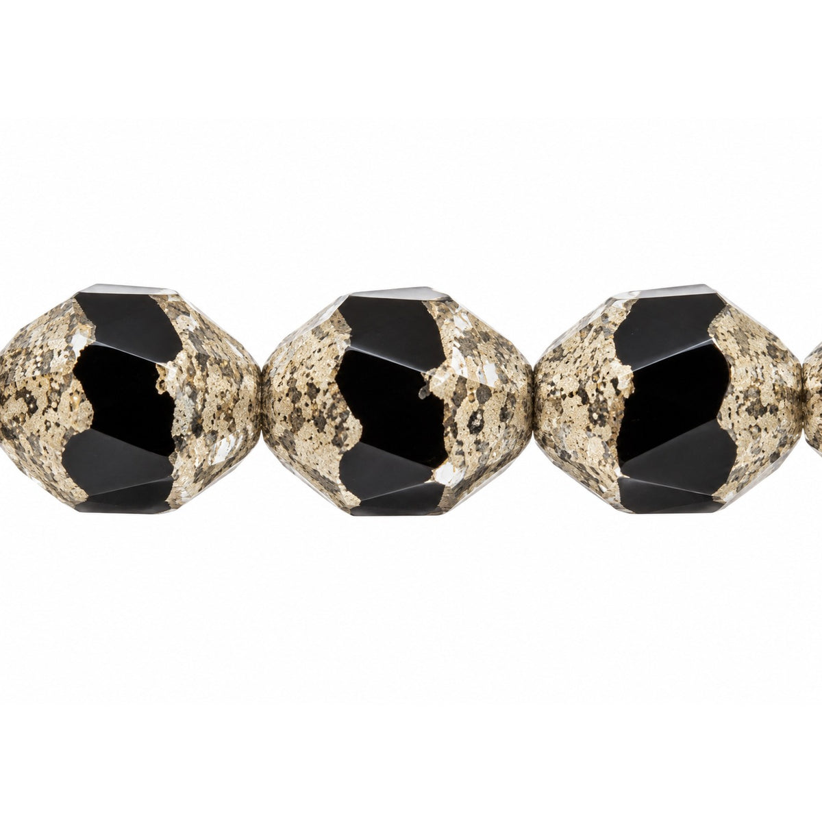Special Cut Faceted Fire Polished Beads, Black Antique Silver Patina (23980-81002), Glass, Czech Republic