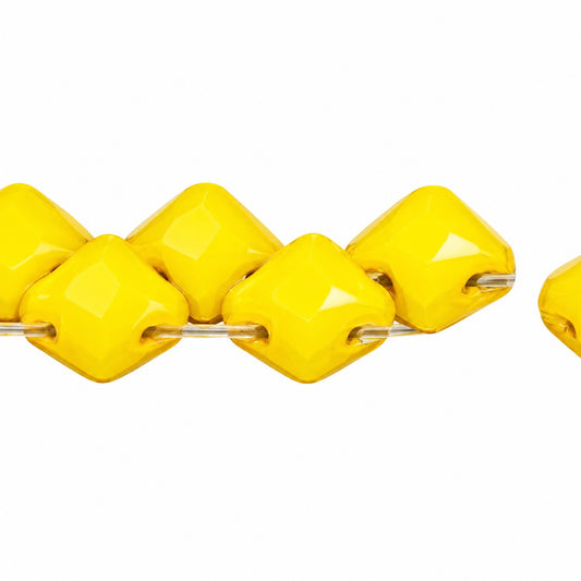 Silky 2-Hole Square Beads, Opaque Yellow (83110), Glass, Czech Republic