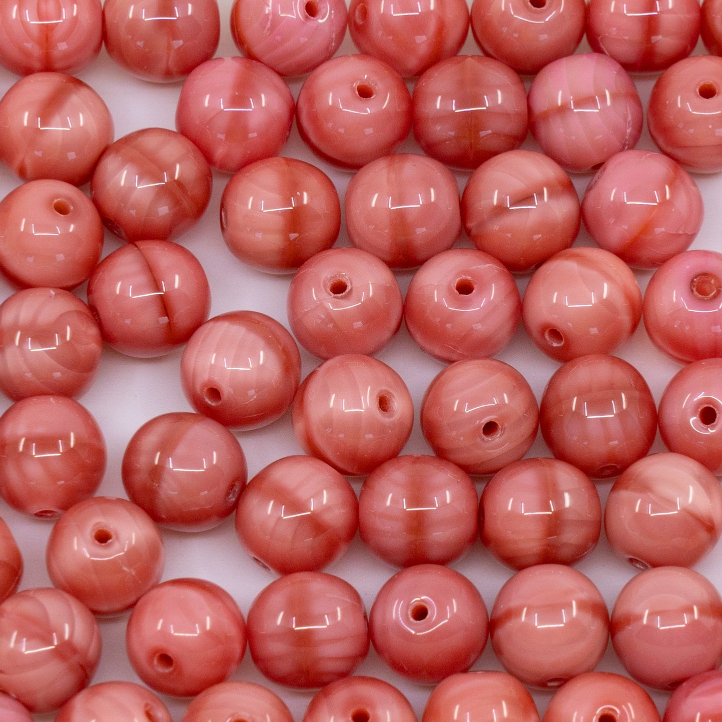 OUTLET 250g/50g Round Druck Beads, 8 x 8 mm, Silky Pink (76027), Glass, Czech Republic