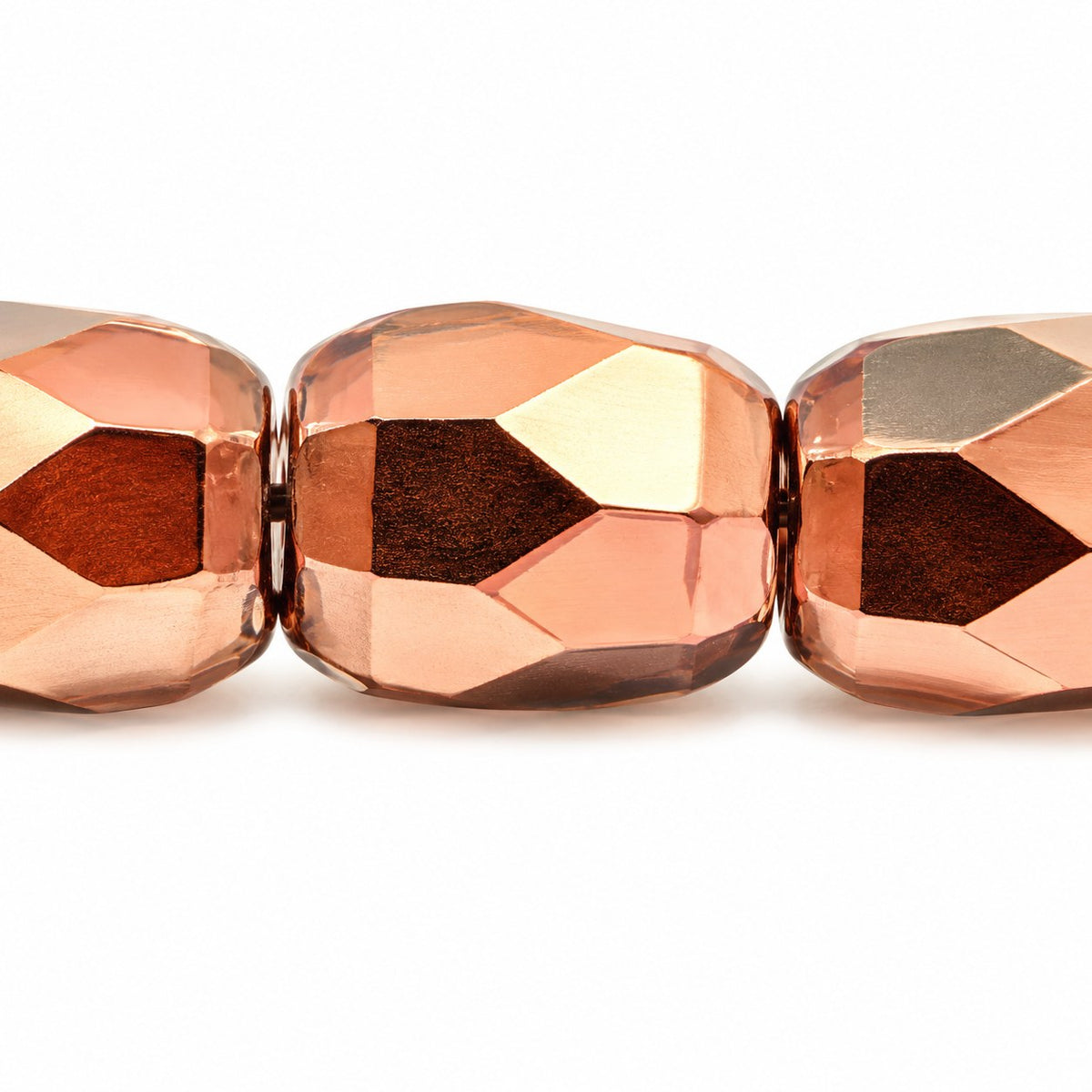 Faceted Fire Polished Beads Special Cut, Black Luster Bronz Half Coated (23980-14215), Glass, Czech Republic