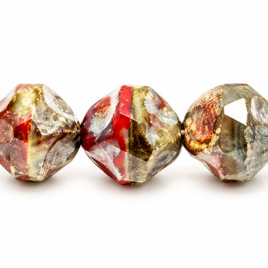 Special Cut Faceted Fire Polished Beads. Smashed, X3009 Stain Strong (x3009-86805), Glass, Czech Republic