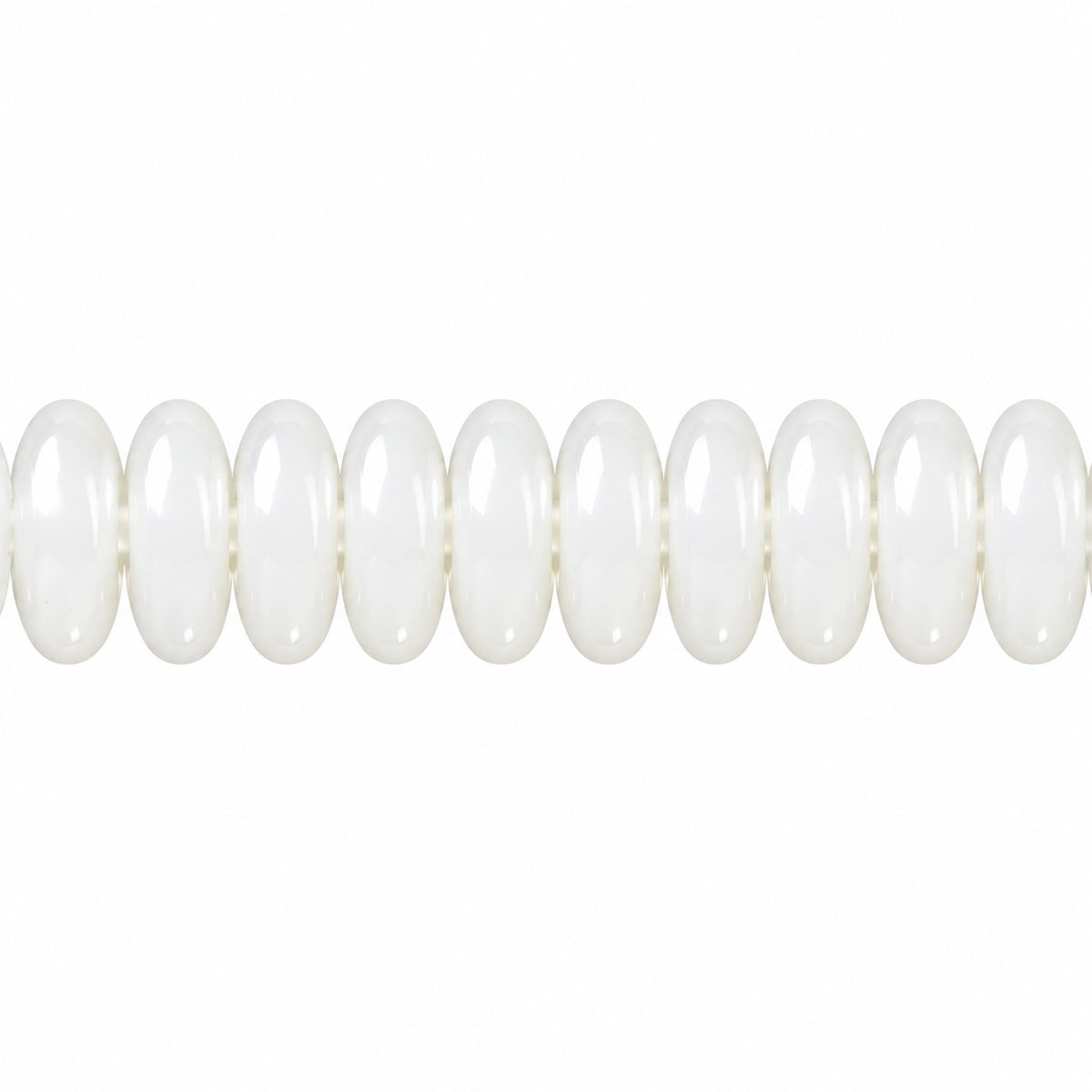 Lentil Round Beads, White (02010), Glass, Czech Republic
