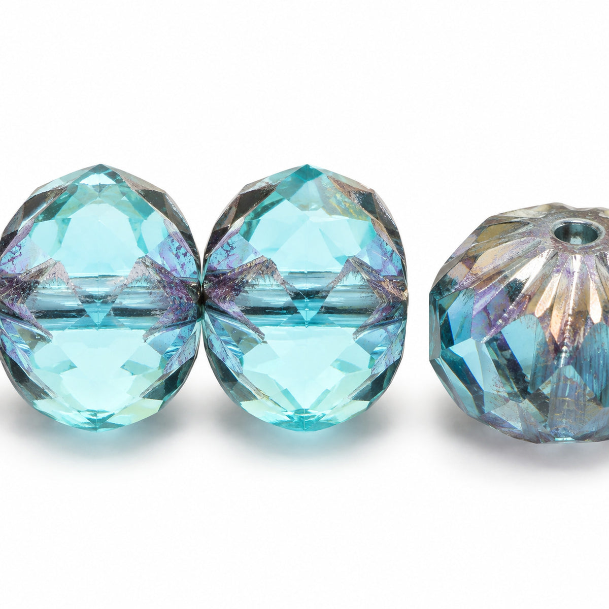 Special Cut Faceted Fire Polished Beads, 57601 Luster Violet Full Coated (57601-14496), Glass, Czech Republic