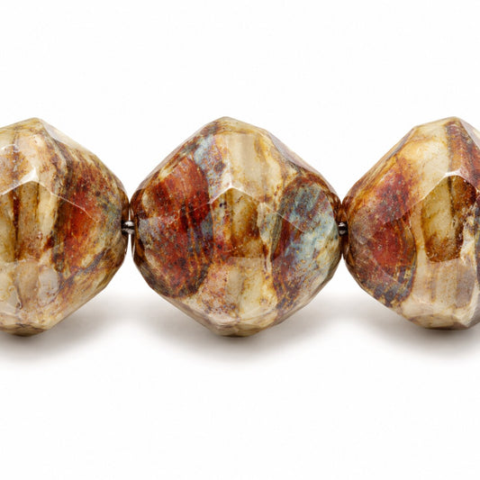 Special Cut Faceted Fire Polished Beads. Smashed, X3155 Stain Strong (x3155-86805), Glass, Czech Republic