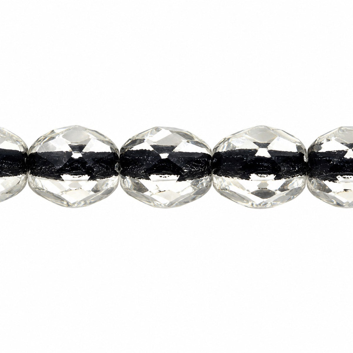 Oval Faceted Beads, Crystal 44849 (00030-44849), Glass, Czech Republic