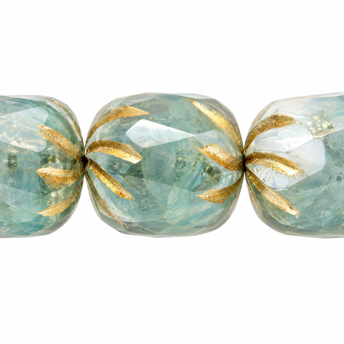 Fire Polished Faceted Cathedral Beads, X1106 Gold Lined (x1106-54202), Glass, Czech Republic