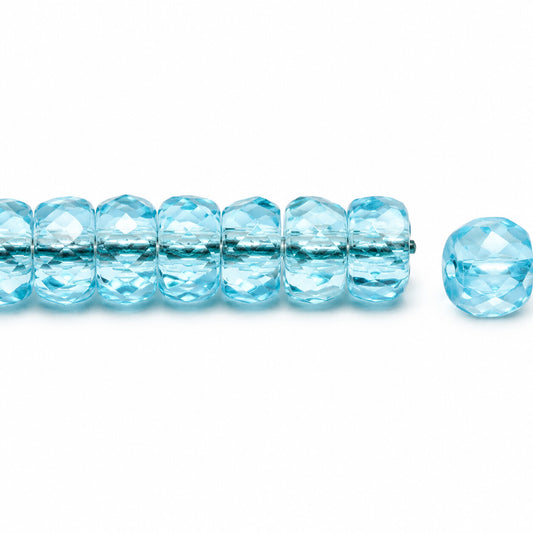 Faceted Special Cut Beads Rondelle, Transparent Aqua Ab (60010-28701), Glass, Czech Republic