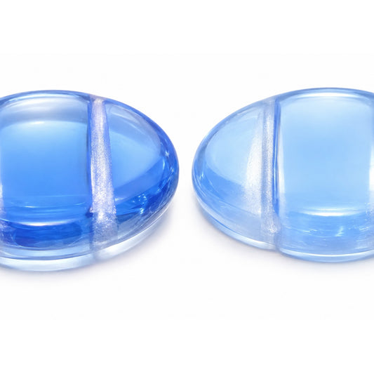 2-Hole Coin Beads, Mixed Crystal Blue (37008), Glass, Czech Republic
