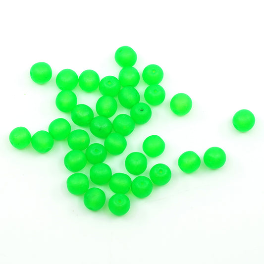 OUTLET 10 grams Round Druck Beads, Crystal Neon Green (00030-neon-green), Glass, Czech Republic