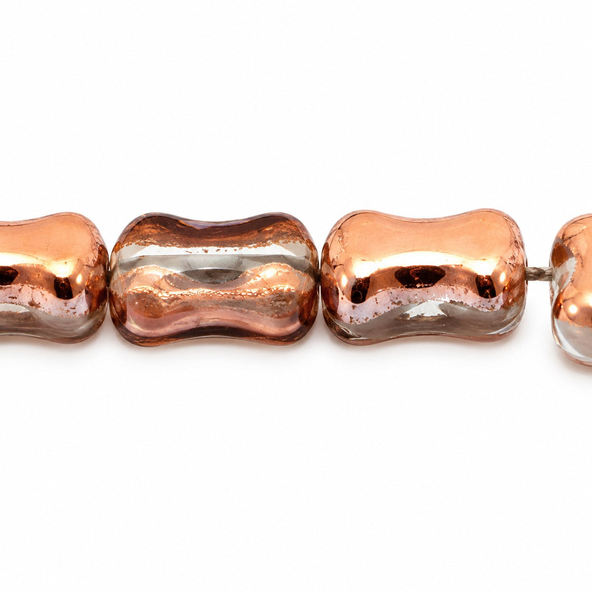 Shaped Pressed Beads, Crystal Rose Gold Capri (00030-27101), Glass, Czech Republic
