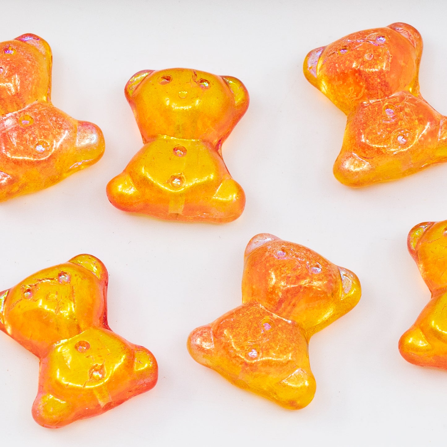 OUTLET 250g/50g Cute Bear Beads, 20 x 9 mm, Crystal AB Orange (00030-48101), Glass, Czech Republic