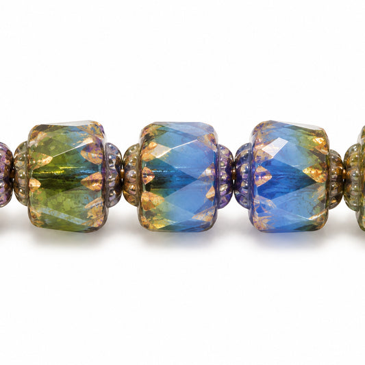Cathedral Faceted Fire Polished Beads, X1025 Terracotta Violet (x1025-15496), Glass, Czech Republic
