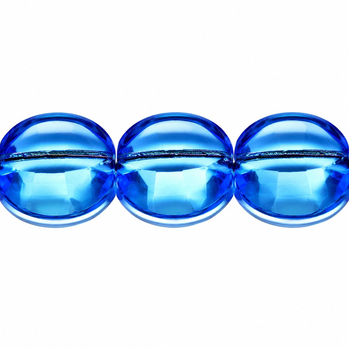 Oval Faceted Fire Polished Beads Special Cut, Transparent Blue (30010), Glass, Czech Republic