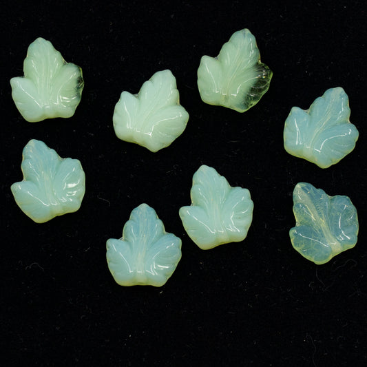 OUTLET 10 grams Grape Leaf Beads, 16 x 14 mm, Opal Green (opal-green), Glass, Czech Republic