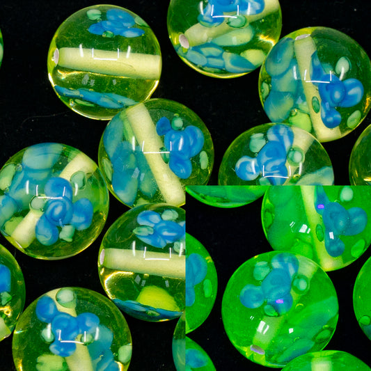 清仓 1个琉璃圆珠，14 x 14毫米，透明黄 (0001-80130-blue)，玻璃，捷克共和国