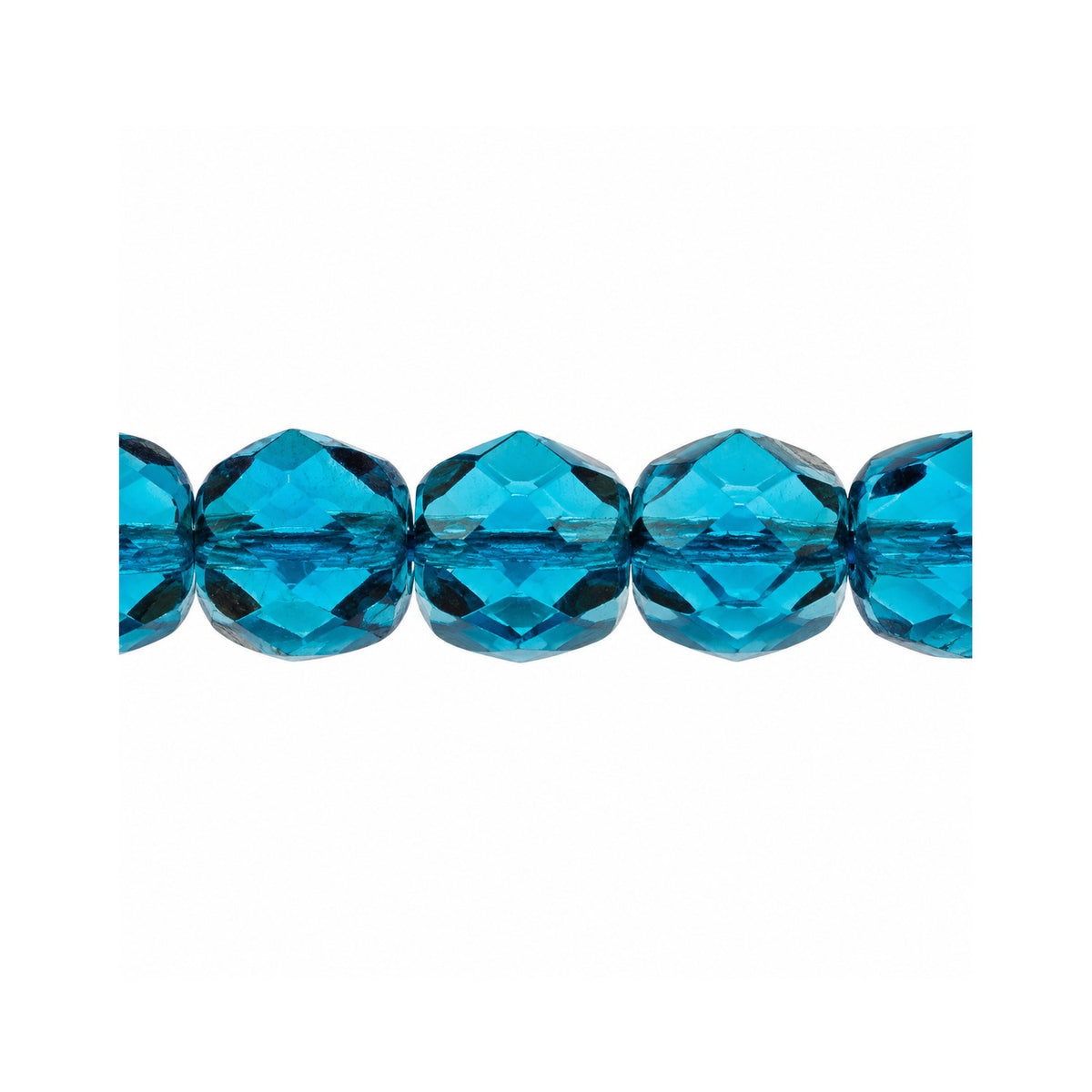 Special Cut Faceted Fire Polished Beads, Transparent Aqua (60080), Glass, Czech Republic