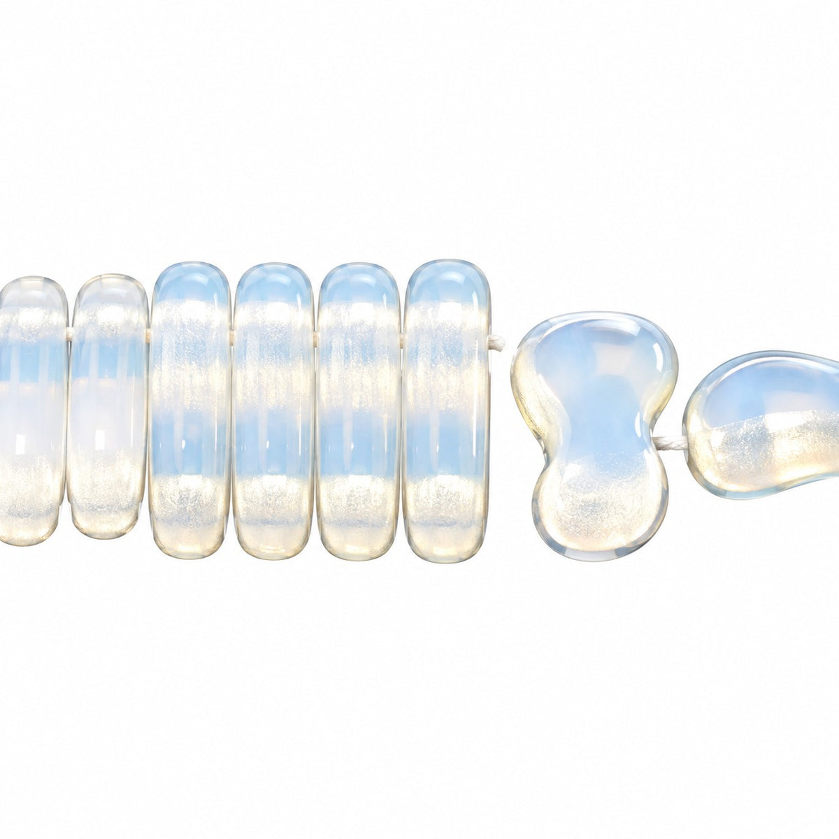 2-Hole Pressed Beads, Opal White (1000), Glass, Czech Republic