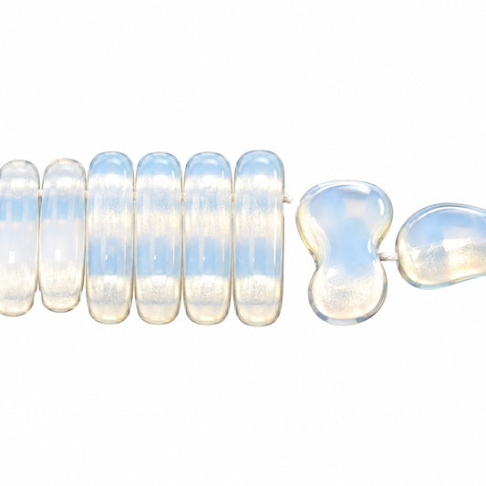 2-Hole Pressed Beads, Opal White (1000), Glass, Czech Republic