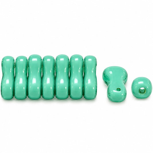 2-Hole Pressed Beads, Turquise (63120), Glass, Czech Republic