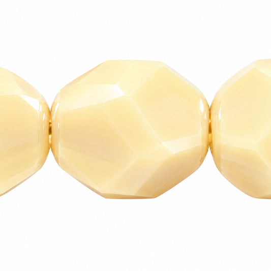 Fire Polished Faceted Stone-Like Beads Special Cut, Beige (13020), Glass, Czech Republic