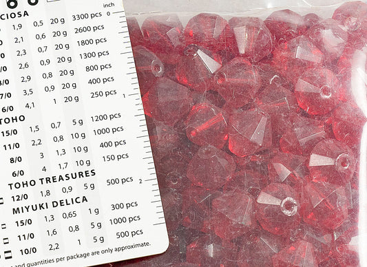 OUTLET 250g Bicone Faceted Fire Polished Beads bicone, 14 x 14 mm, Ruby Red (90080), Glass, Czech Republic