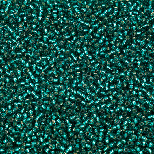 OUTLET 10 grams Preciosa Ornela Seed Beads, Round Hole, Loose, 10/0, aquamarine, silver lined, rainbow (67210), Glass, Czech Republic